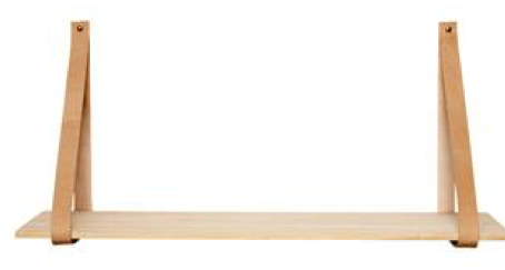 Hübsch Plank, lederen band, hout, nature, small 60x20xH27