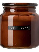 Wellmark Grote geurkaars bruin glas "just relax"