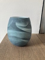 Hübsch Leaf Vase blue/white Ø15 x h18 cm