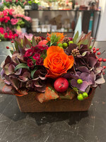 Bloemstuk rusty planter vierkant 16 cm
