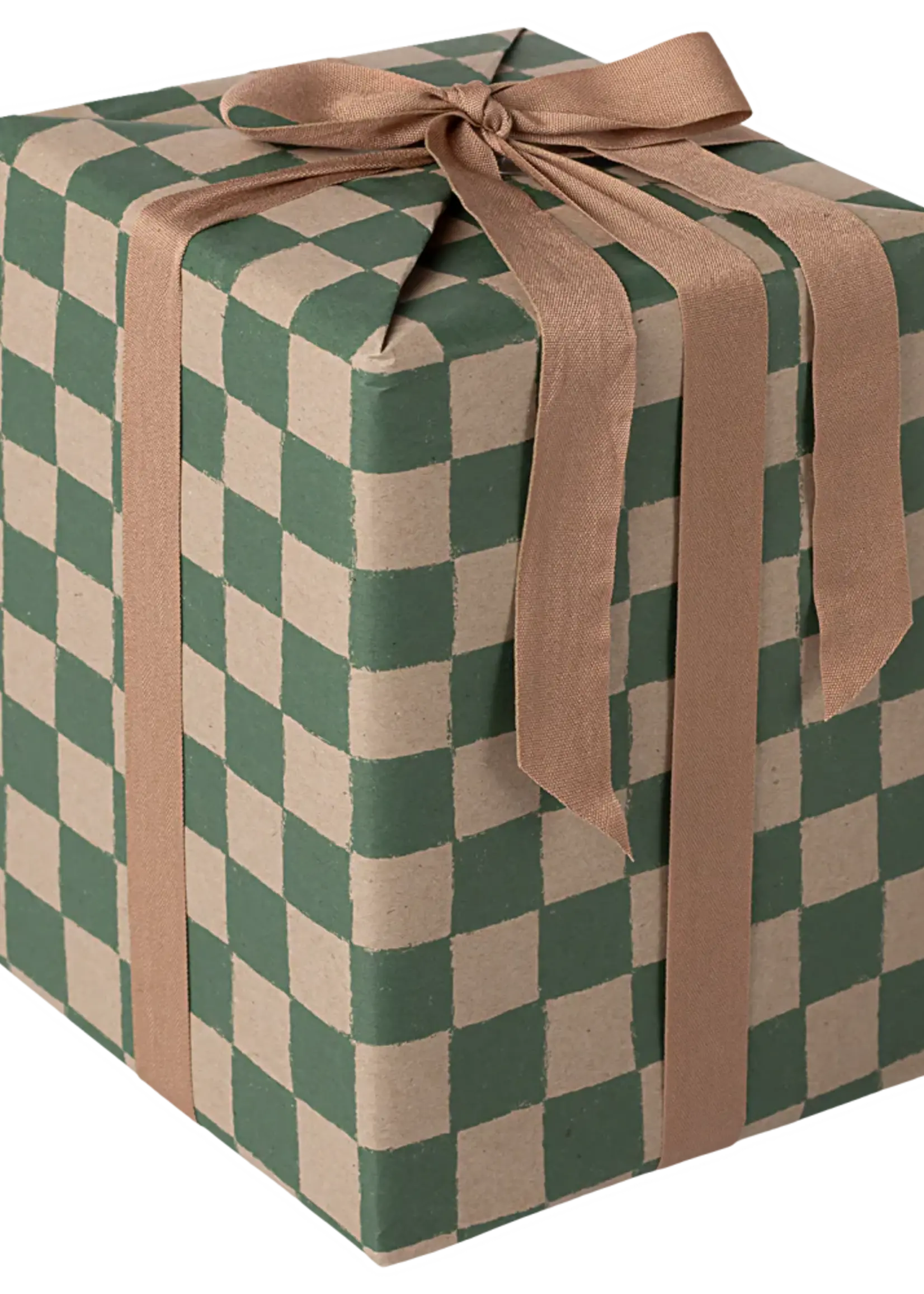 Maileg Gift wrap, 10 m - Checker - Green