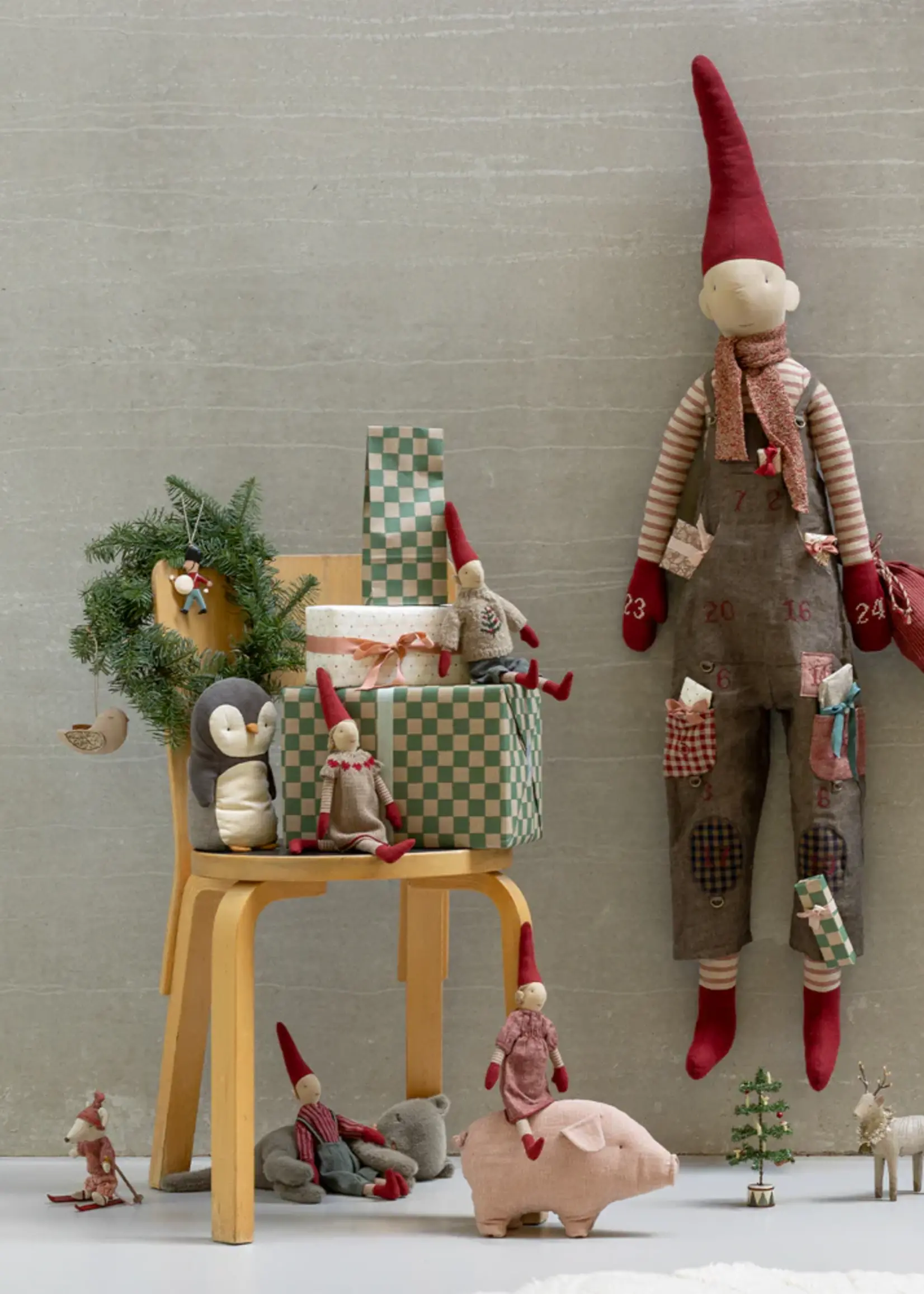 Maileg Gift wrap, 10 m - Checker - Green