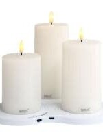 Sirius Sille Genopladelig Sæt 3 stk. Ø7,5cm, Hvid, m/ Multicharger