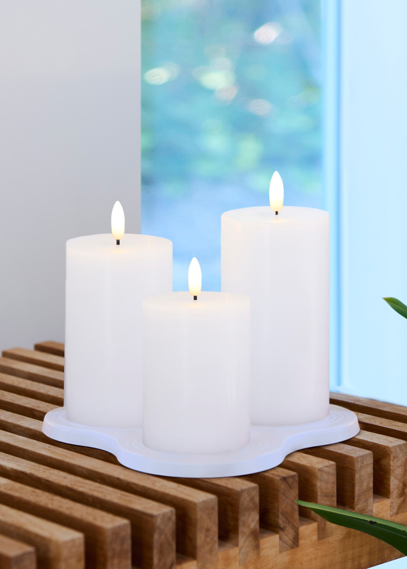 Sirius Sille Genopladelig Sæt 3 stk. Ø7,5cm, Hvid, m/ Multicharger