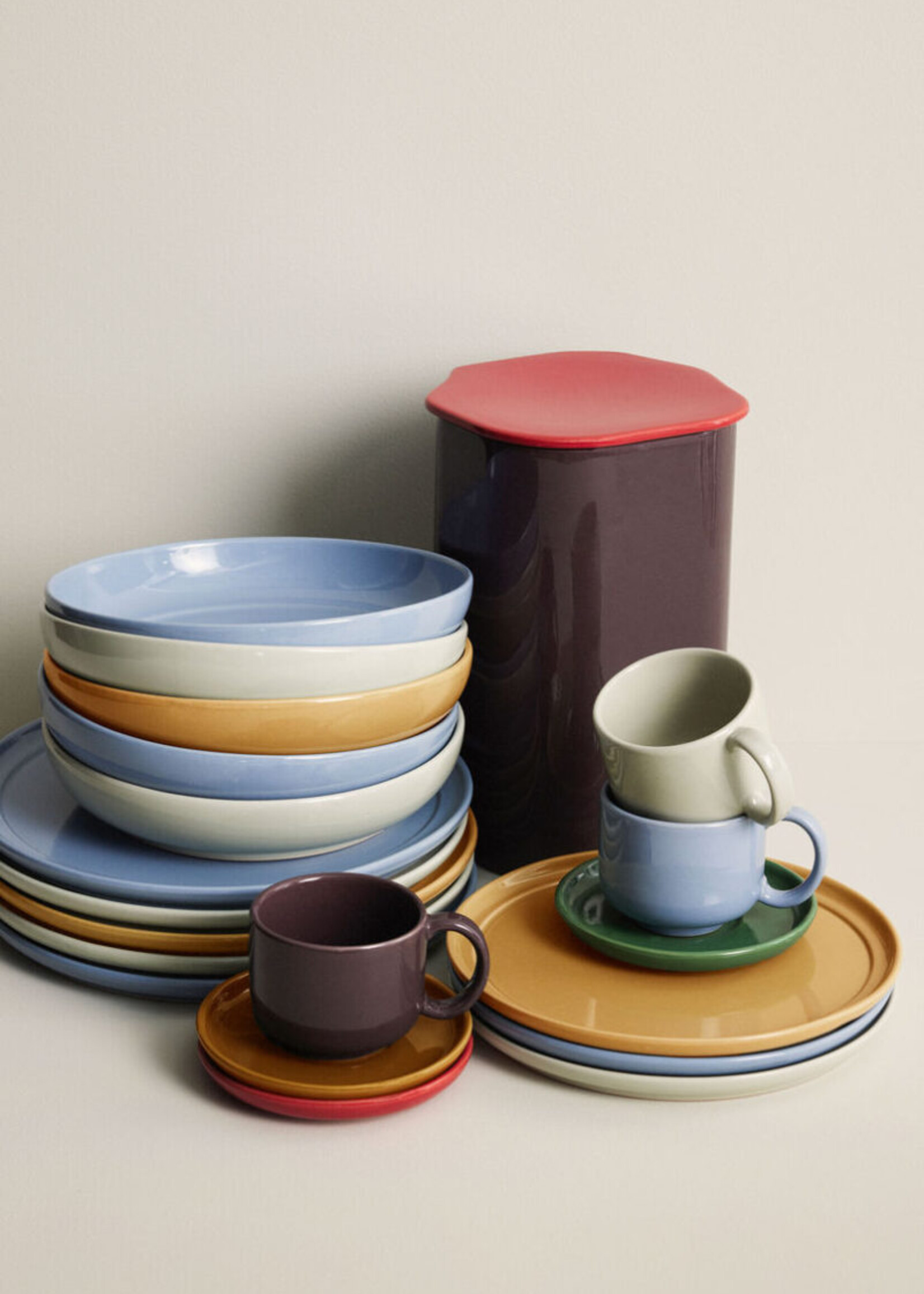 Hübsch Amare Cup/soucer light bleu/brown