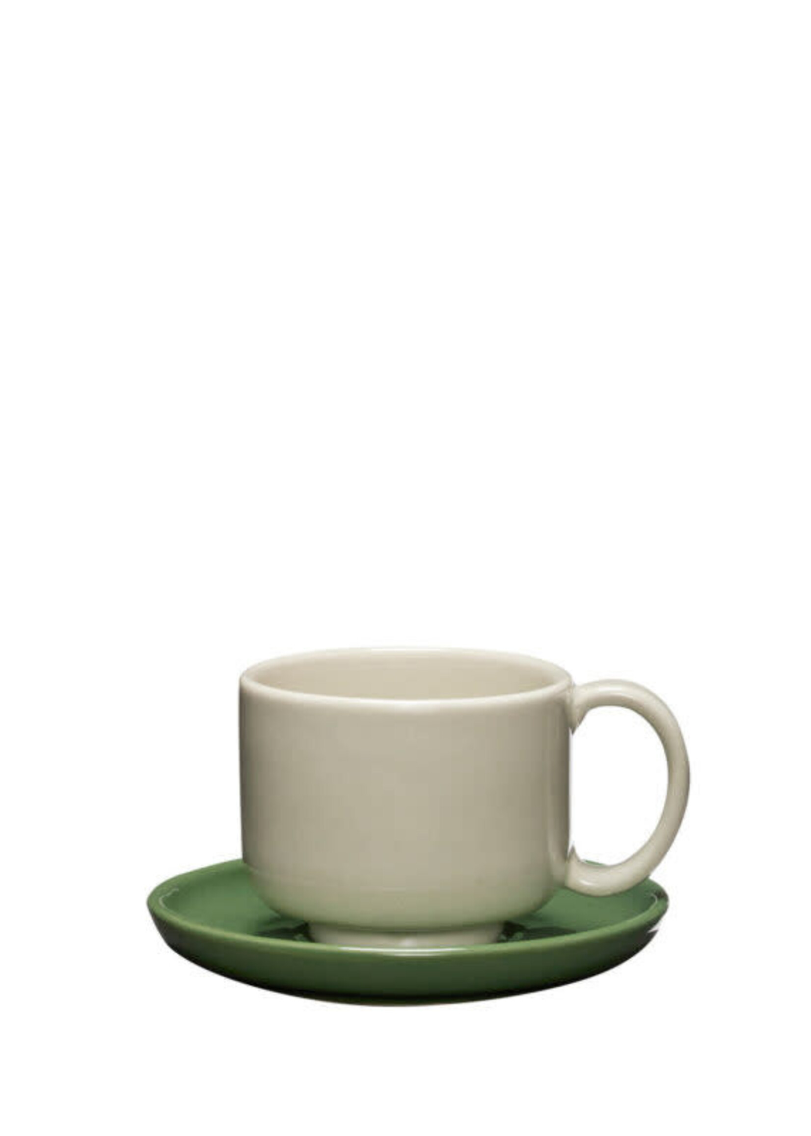 Hübsch Amare Cup/Saucer Sand/Green