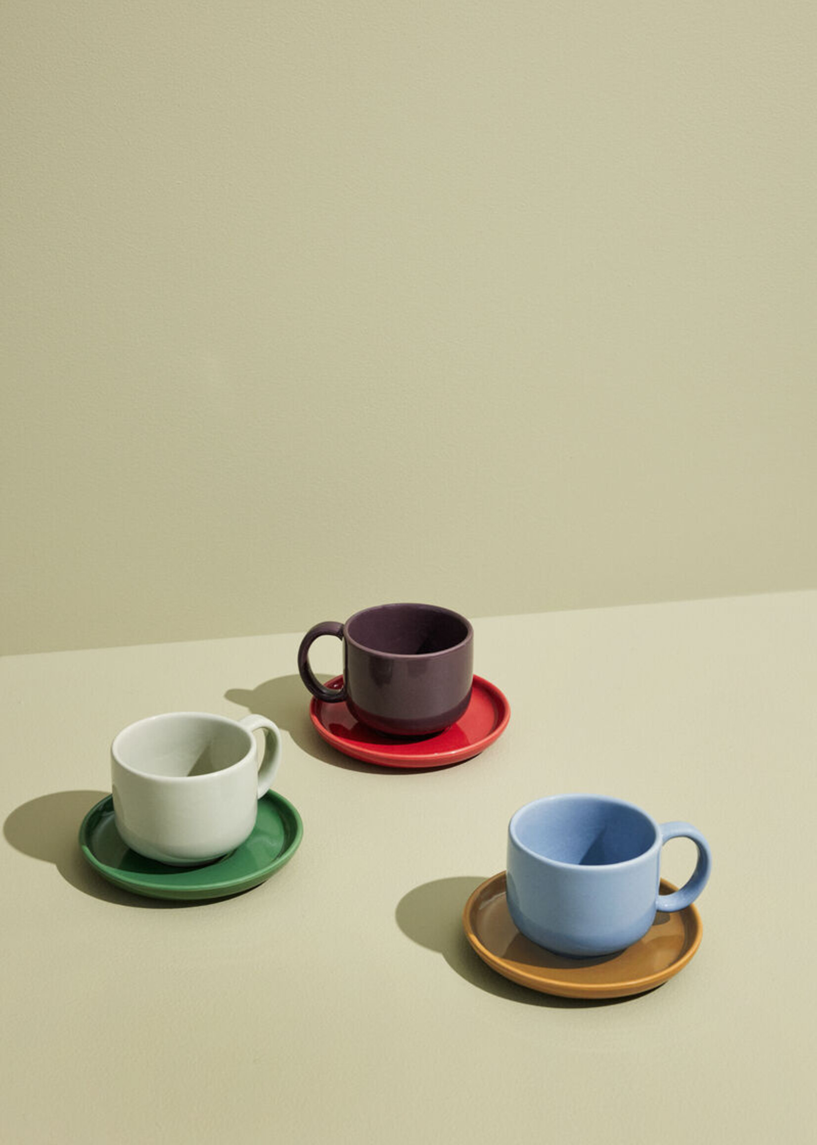 Hübsch Amare Cup/Saucer Sand/Green