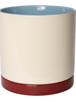 Eja Flowerpot w/saucer, blue/white/maroon 19cm x 19 cm