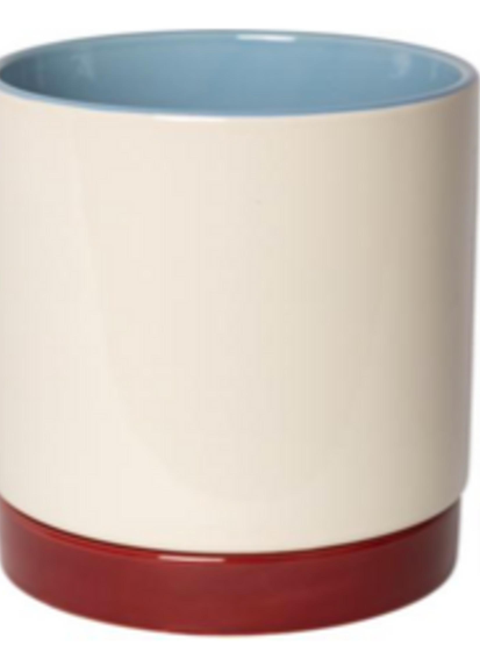 Eja Flowerpot w/saucer, blue/white/maroon 15,5 x 15 cm