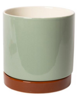 Eja Flowerpot w/saucer, verte/brown 15,50 x 15 cm