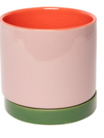 Eja Flowerpot w/saucer, violet/green/pink 12,50 x 12,50 cm