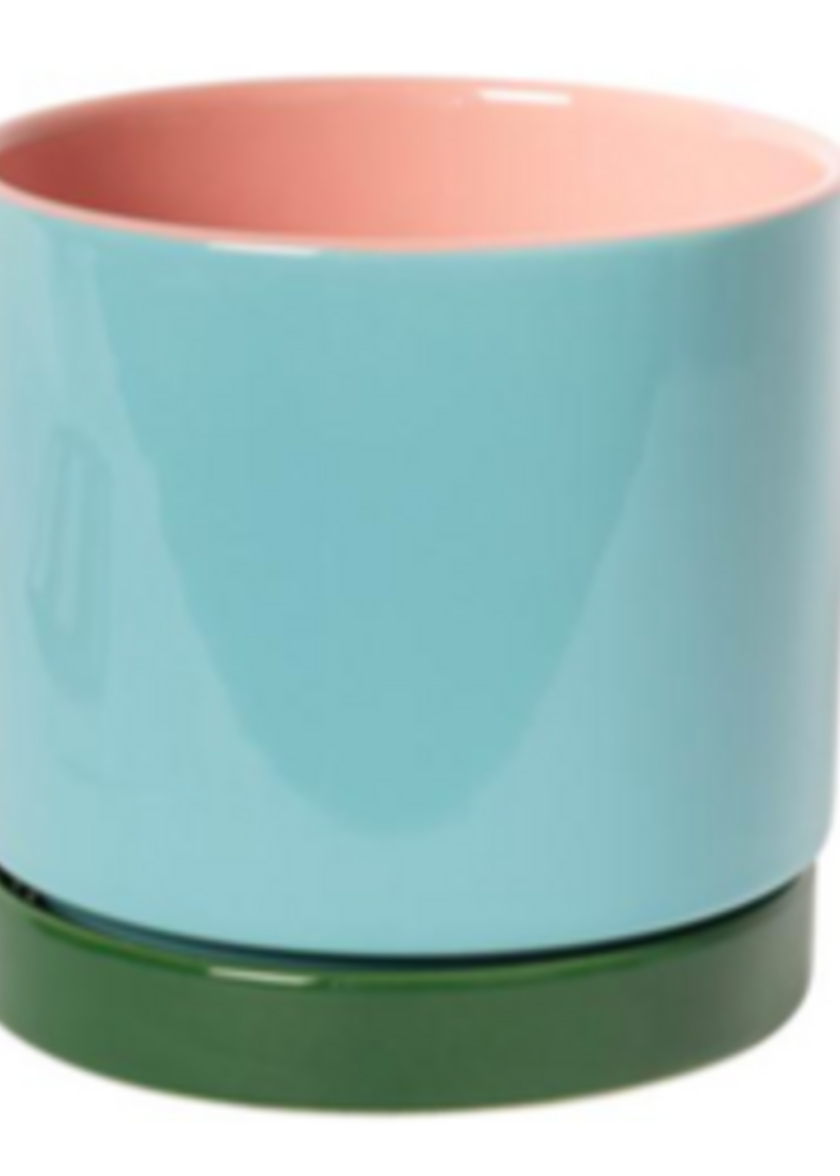 Eja Flowerpot w/saucer, pink/mint/green 12,50 x 12,50 cm