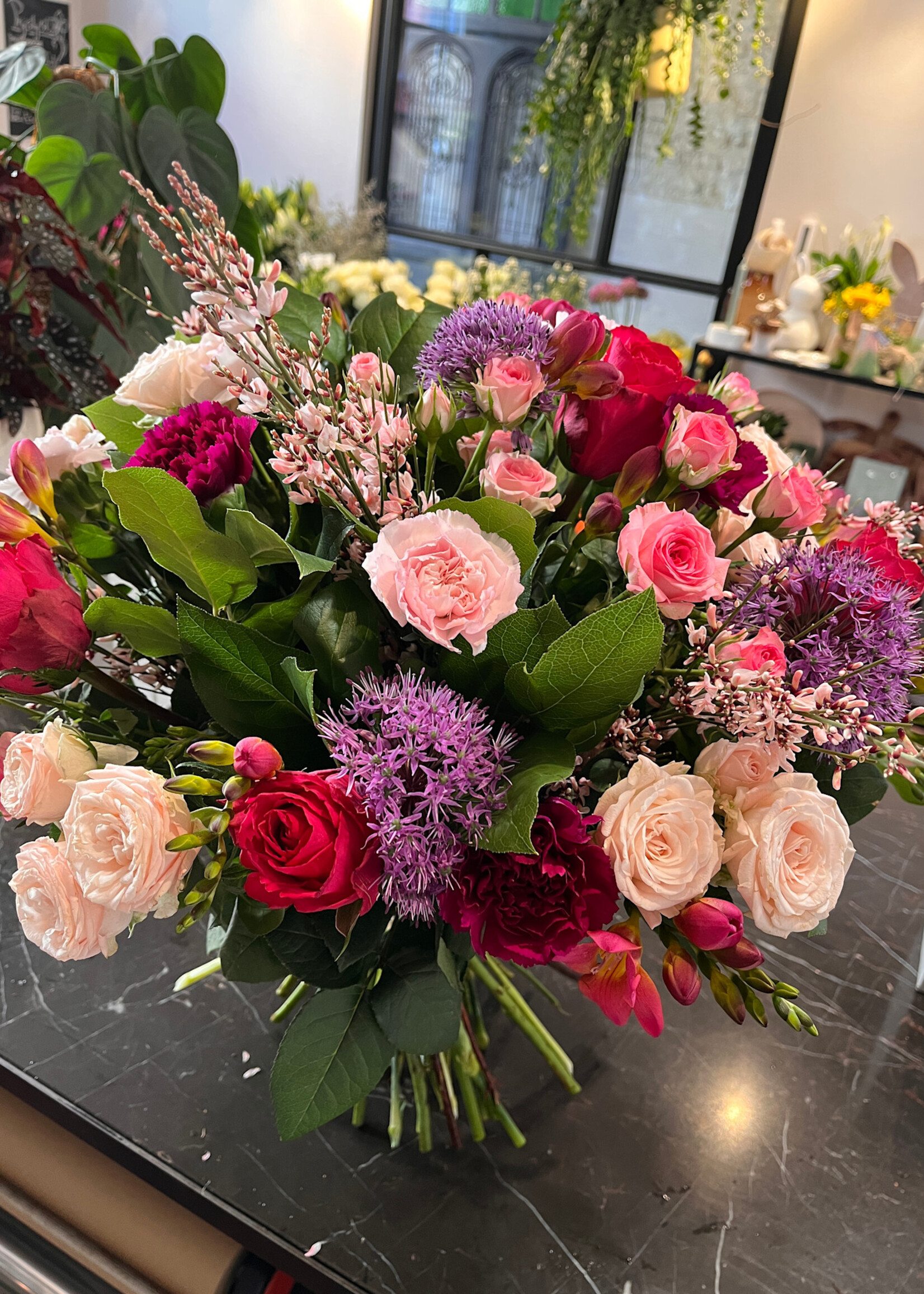 Boeket gemengd rose / paars