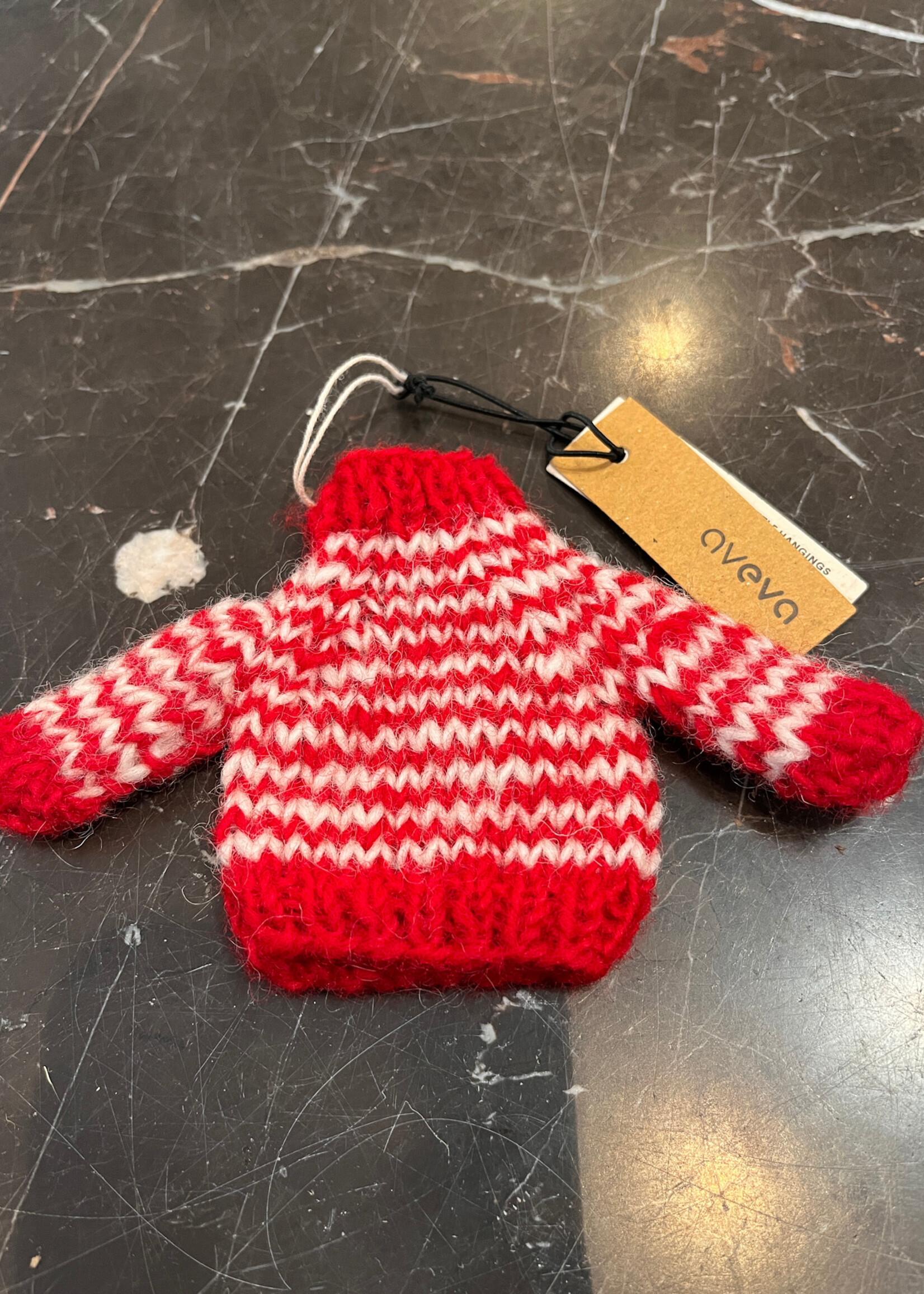 Aveva design LITTLE HANGINGS, KNITTED SWEATER, red/white