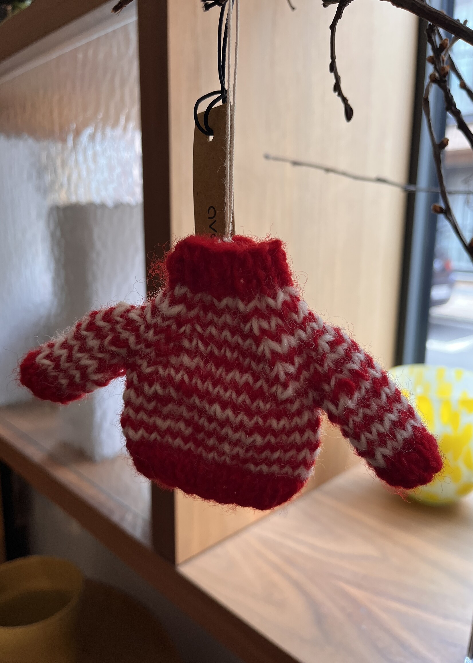 Aveva design LITTLE HANGINGS, KNITTED SWEATER, red/white