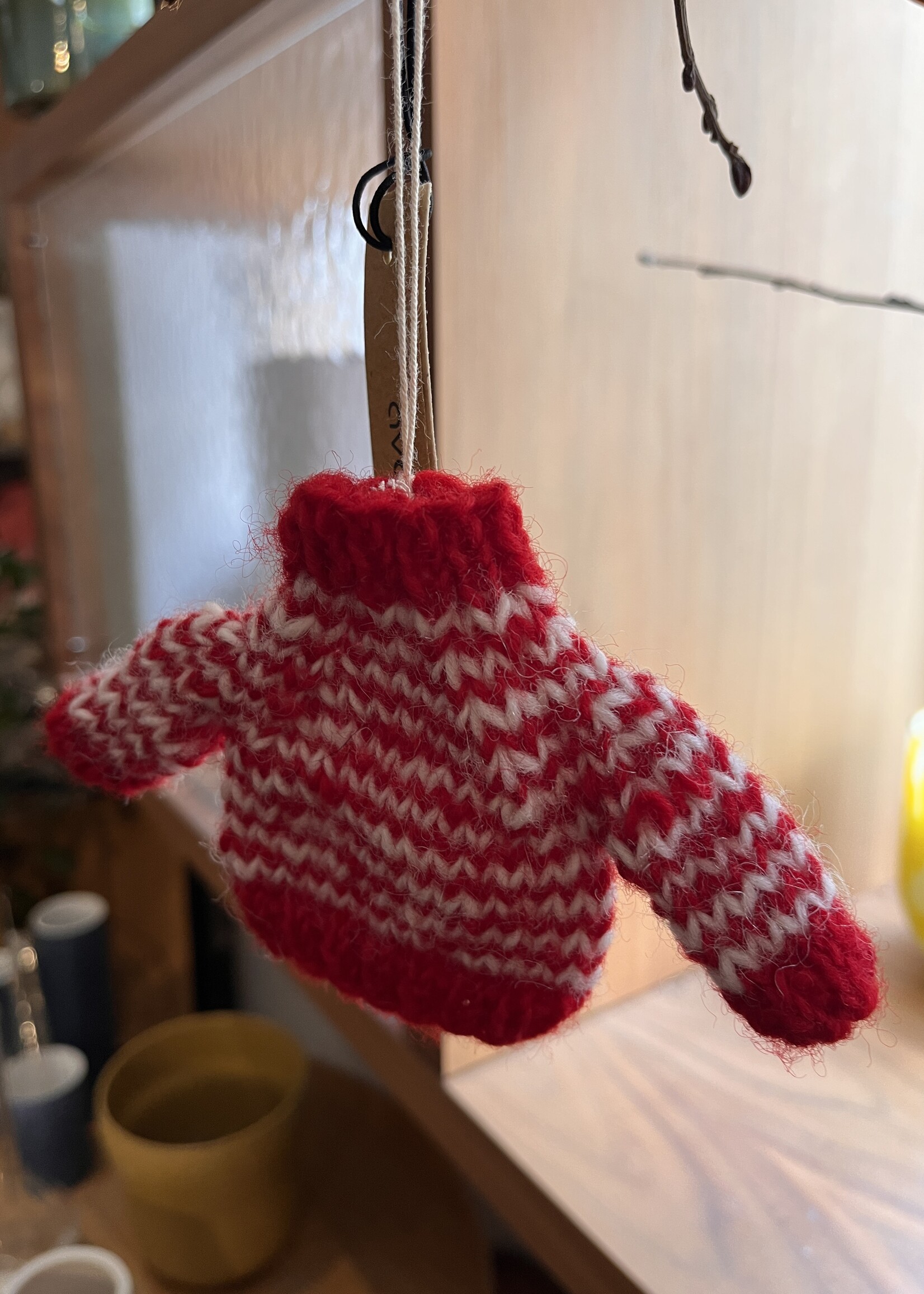 Aveva design LITTLE HANGINGS, KNITTED SWEATER, red/white
