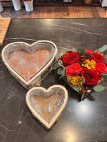 Bloemstuk in NATURE BIRCH PLANTER HEART groot 28X28X6CM