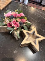Bloemstuk in NATURE BIRCH PLANTER STAR klein 20X6CM