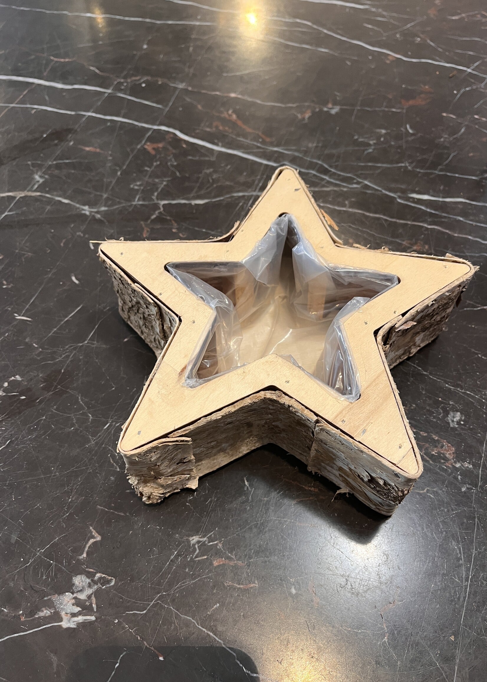 Bloemstuk in NATURE BIRCH PLANTER STAR klein 20X6CM