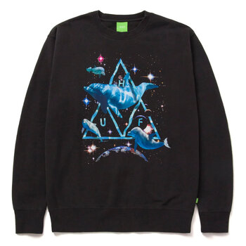 Space Dolphins Wash Crewneck