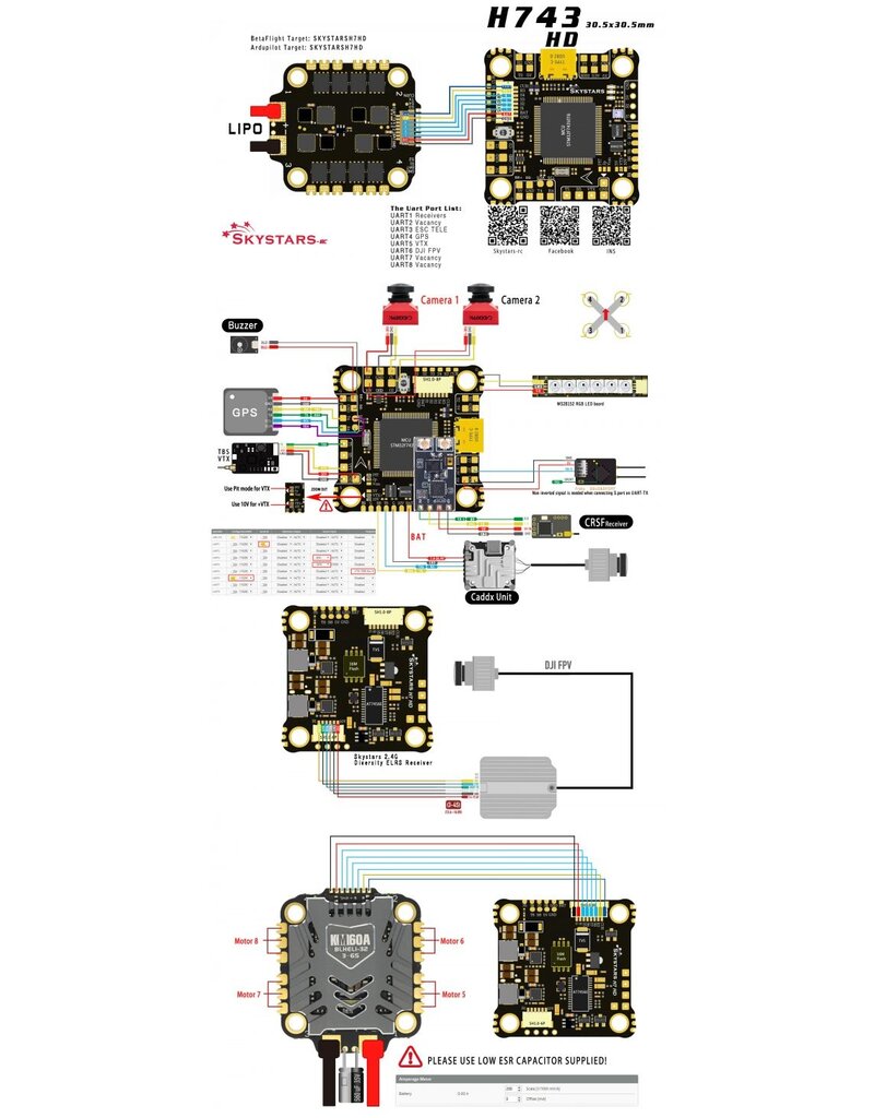 SKYSTARS H743 HD Flight Controller & KM60 60A stack