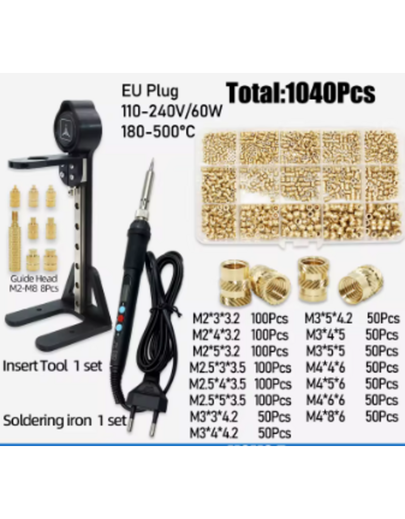 Warmte Set Insert Tool M2 M3 M4 M5 M6 M8 - EU and Tool 1set