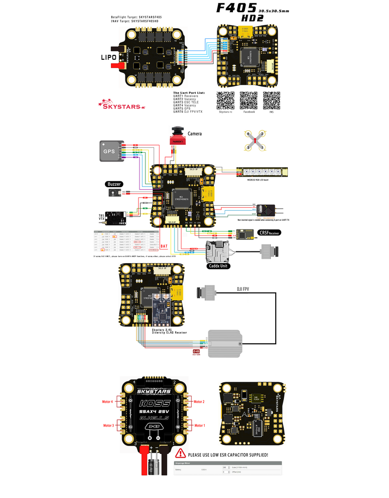 Skystars F405 & KO50A Stack 30x30 - 50A 3-6S FPV Freestyle Powerhouse
