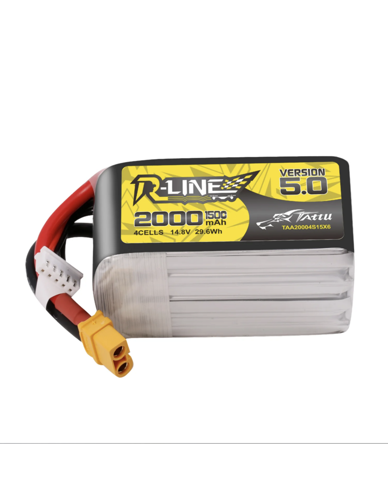 Tattu R-Line Version 5.0 2000mAh 14.8V 150C 4S1P Lipo Battery Pack with XT60 Plug