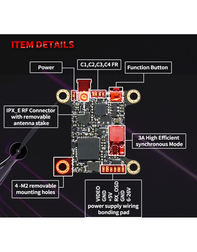 PandaRC VT5804 MiniX - 5.8G 400mW FPV Videozender