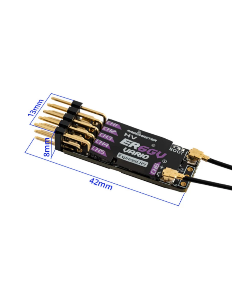 RadioMaster ER6-GV ExpressLRS 2.4GHz Receiver met Vario