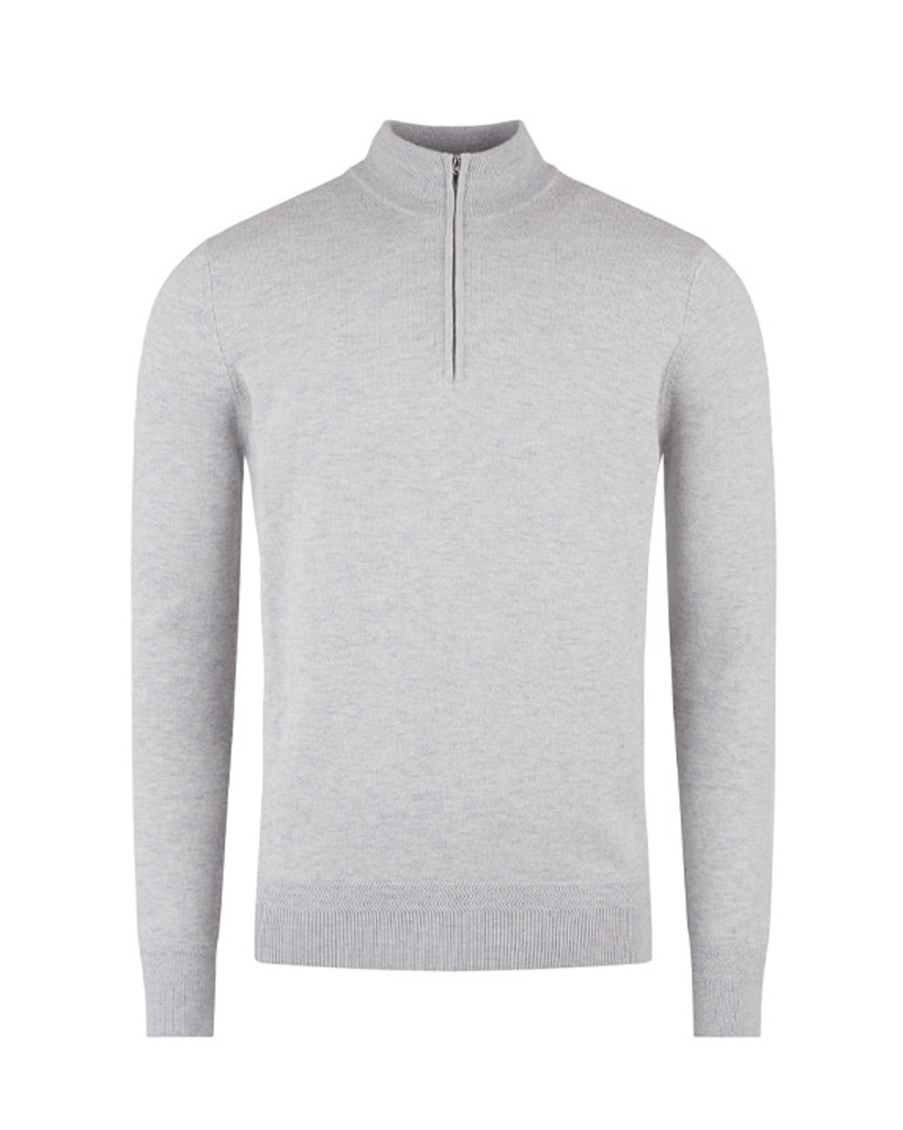 gray half zip pullover