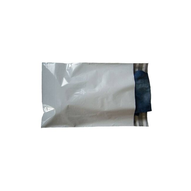 Shipping bag white, 50x63.5 + flap and return strip