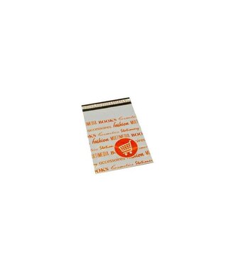 Bedrukte verzendzak oranje, 25x35+5cm, 50my