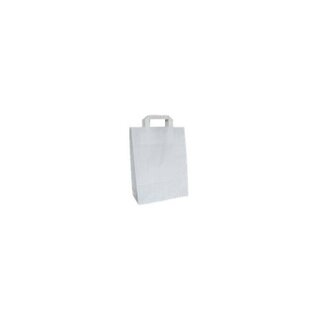 Papieren Draagtassen, 18+8x22 cm wit met plat handvat