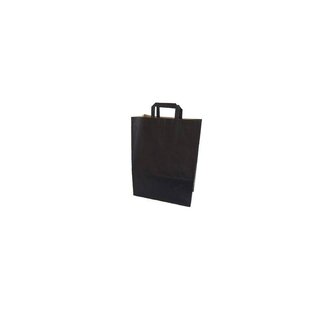 Papieren draagtassen, 22+11x28 zwart met plat handvat