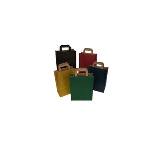 Papieren draagtassen, 22+11x28, div. kleuren, plat handvat