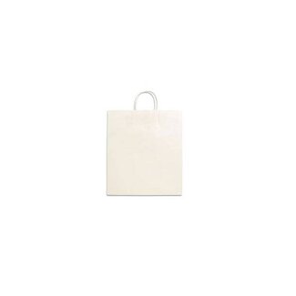 Papieren draagtassen, 22+10x31, wit met gedraaide handgrepen