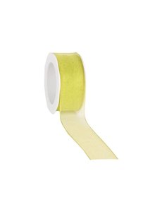  Organza ribbon, wired, 25 mm, Lime