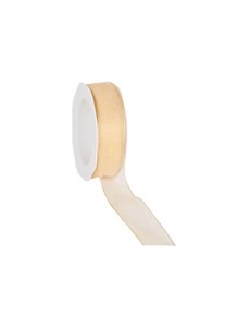  Organza ribbon, wired, 25 mm, Ocher gold / yellow