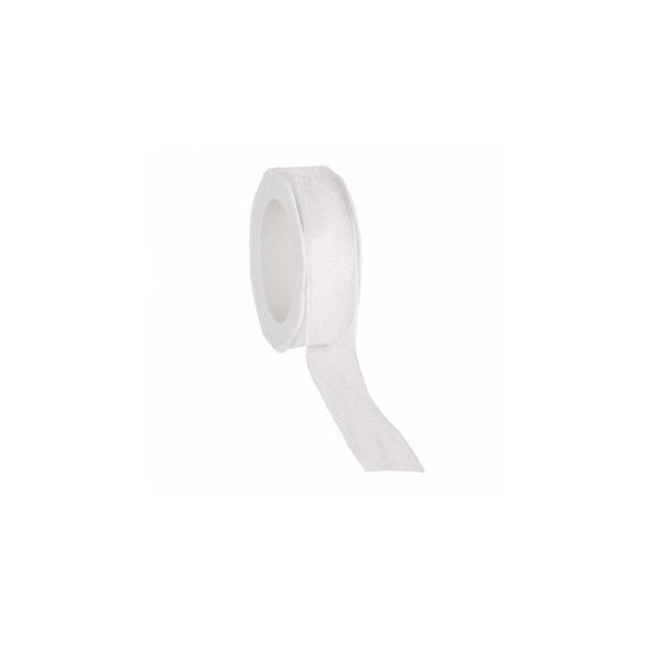 Organza ribbon 23 mm. Woven edge with iron wire, White
