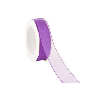 Organza ribbon, wired, 25 mm, Purple