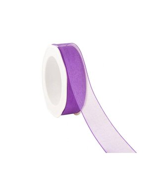 Organza ribbon, wired, 25 mm, Purple