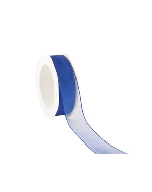  Organza ribbon, wired, 25 mm, Cobalt blue