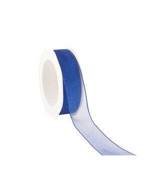 Organza ribbon, wired, 25 mm, Cobalt blue