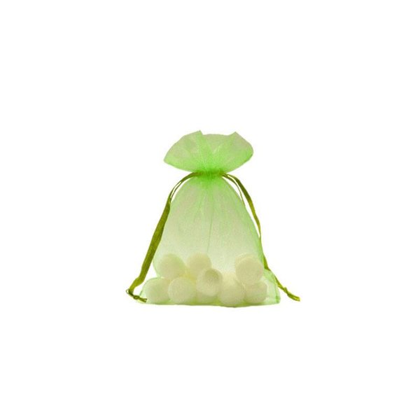 Organza bag with satin ribbon, Apple green