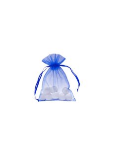  Organza bag with satin ribbon, Cobalt