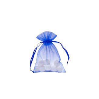 Organza bag with satin ribbon, Cobalt