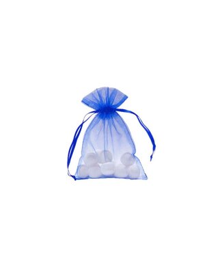 Organza bag with satin ribbon, Cobalt