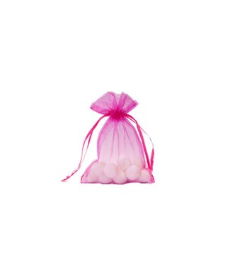 Organza bag with satin ribbon, Fuchsia