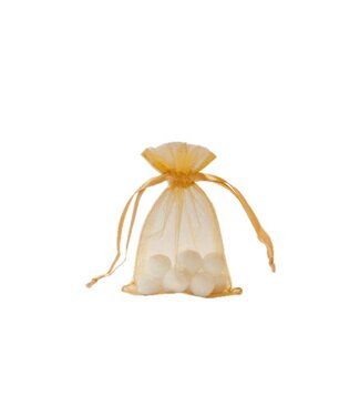 Organza bag with satin ribbon, Gold